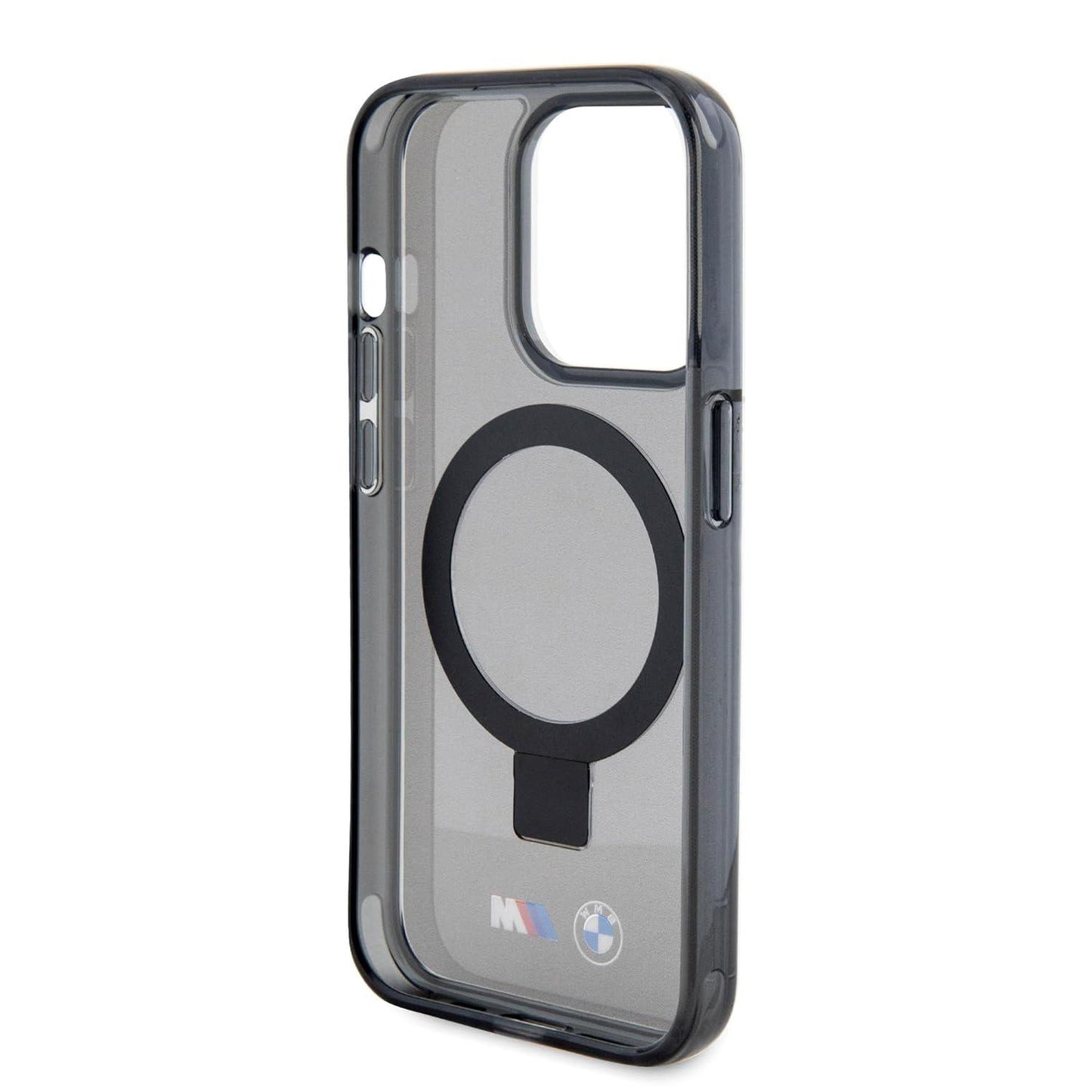 BMW iPhone 15 Pro MagSafe Hard Case - IML Ring Stand - Black