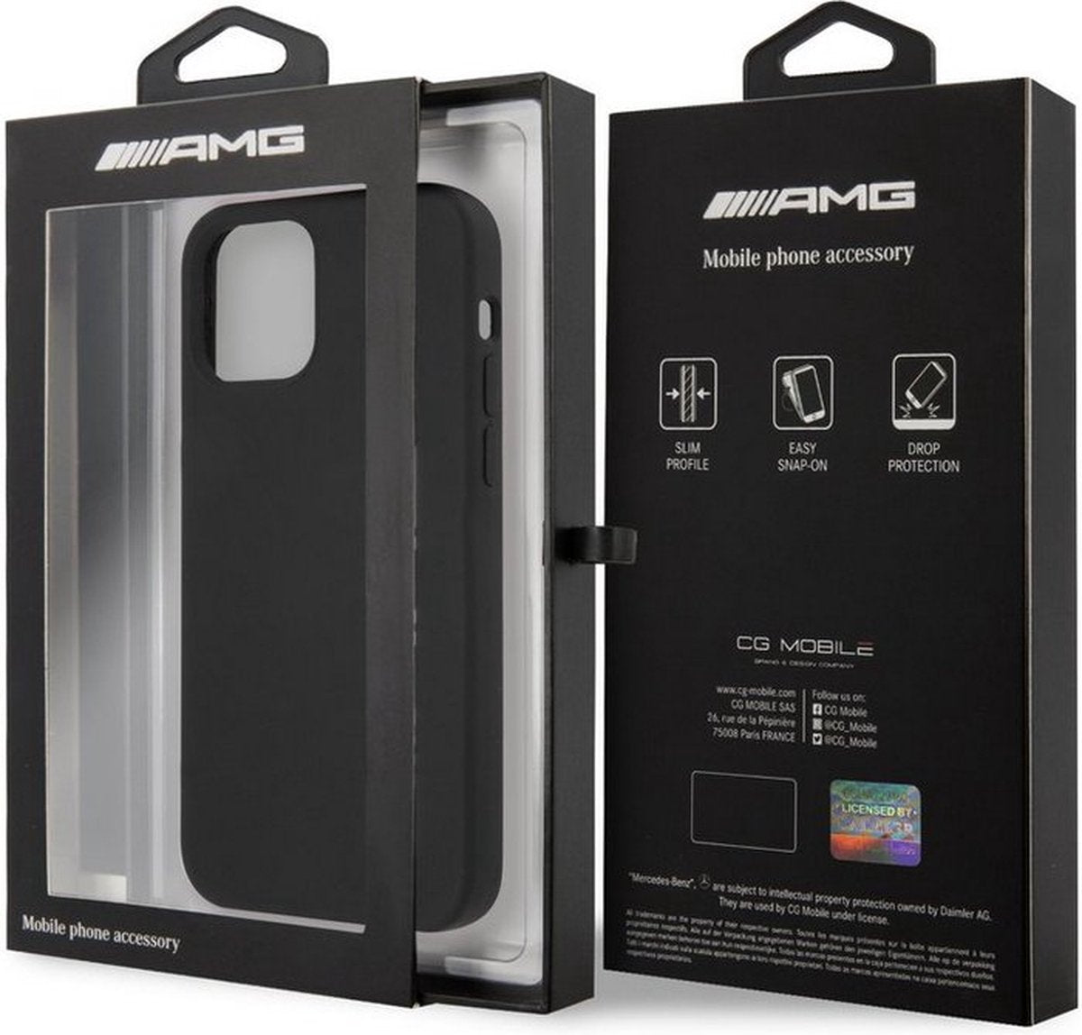 AMG iPhone 12 / iPhone 12 Pro Silicone Case - Black with Large White Logo