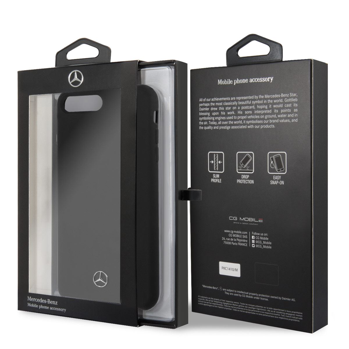 Mercedes iPhone 8 Plus Silicone Case - Liquid Silicone with Microfiber Lining - Black
