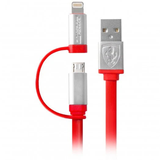 Ferrari Charging Cable with MFi Lightning and USB Red