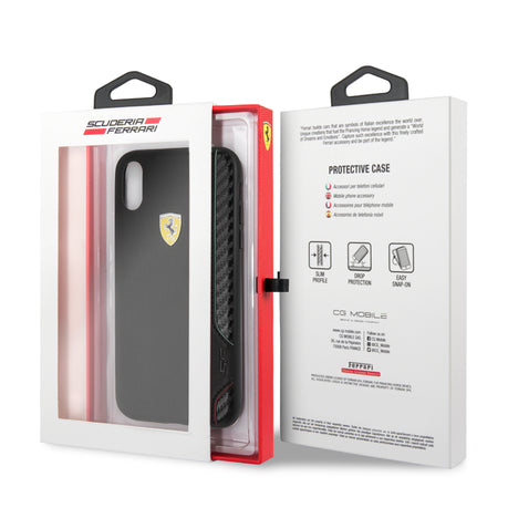 Ferrari iPhone XR Hard Case - PU Rubber Soft Touch with Shield - Black