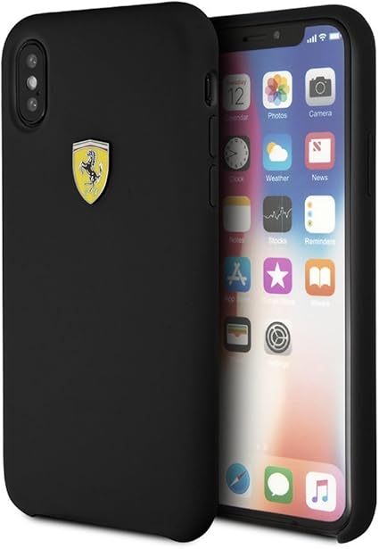 Ferrari iPhone X Silicone Case - SF Shield Logo - Black