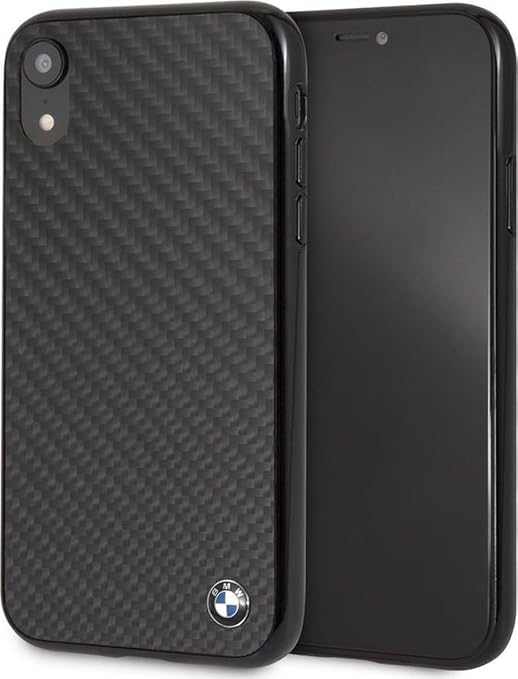 BMW iPhone XR Hard Case - Carbon Fiber with Metal Logo - Black
