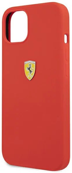 Ferrari iPhone 13 Hard Case - On Track Silicone with Metal Logo - Red