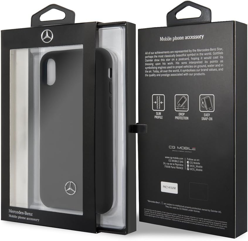 Mercedes iPhone X Silicone Case - Liquid Silicone with Microfiber Lining - Black