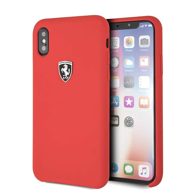 Ferrari iPhone X Hard Case - Red Silicone with Black Shield Logo