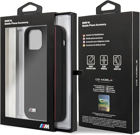 BMW iPhone 12 / 12 Pro Silicone Case - Tricolor Design - Black