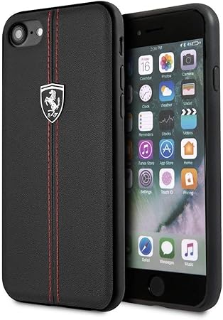Ferrari iPhone 8 Hard Case - Heritage with Vertical Contrast Stripe - Black