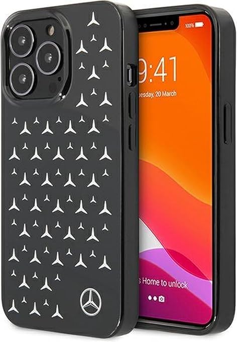 Mercedes-Benz iPhone 13 Pro Max Hard Case - Silicone with Stars Pattern - Black