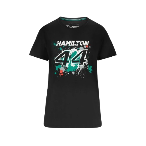 Mercedes-AMG Petronas Formula 1 Team Women's Lewis Hamilton 44 T-Shirt Black 2022-Fanwear