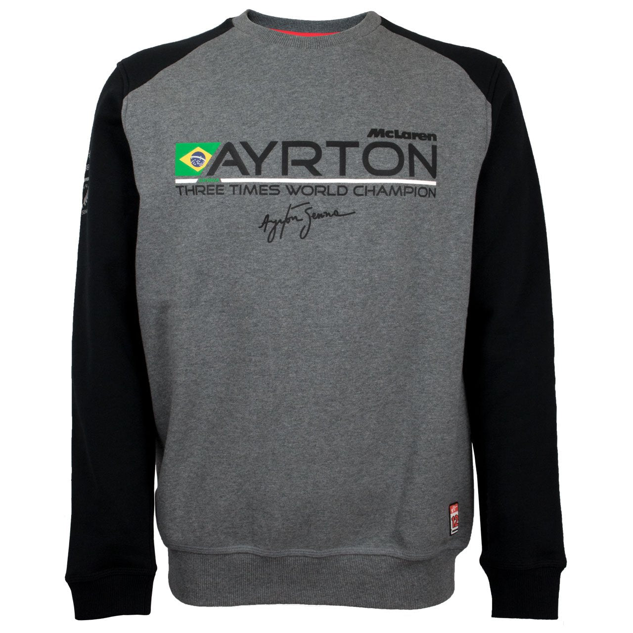 Ayrton Senna Sweatshirt 3 Times World Champion Grey