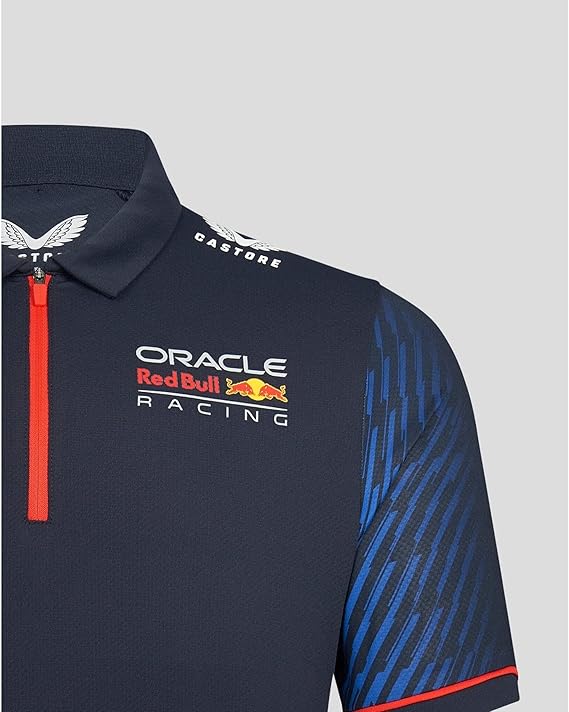 Red Bull Racing Men's Stretch Snap Polo Shirt Driver Max Verstappen Night Sky 2023-RP Teamwear