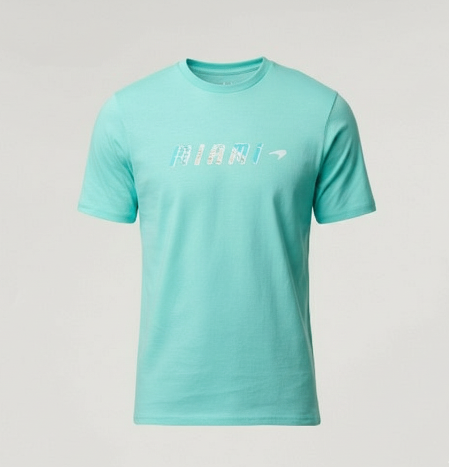 Mclaren Kids Miami Palm Graphic T-Shirt Aqua Sky 2022-Fanwear