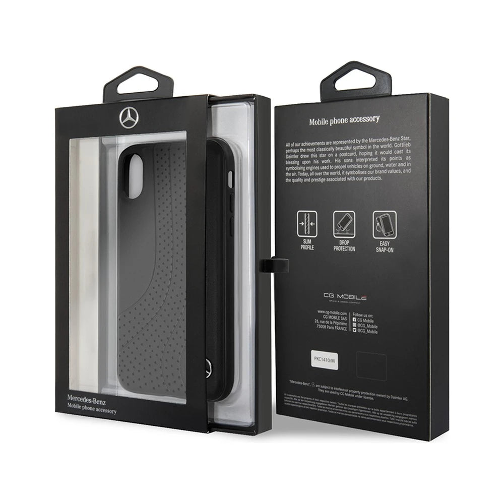 Mercedes iPhone X Hard Case - Leather New Bow II - Black