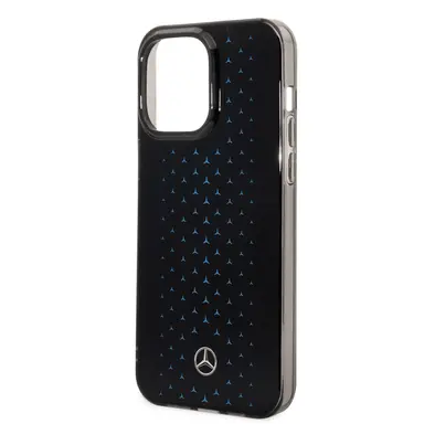 Mercedes-Benz iPhone 14 Pro Max Hard Case - Double Layer Gradient Star Geometry - Black Blue