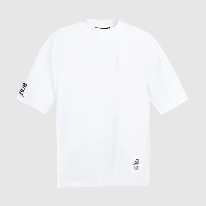 Ayrton Senna Tag Heuer Oversized Helmet T-Shirt White 2025-Fanwear
