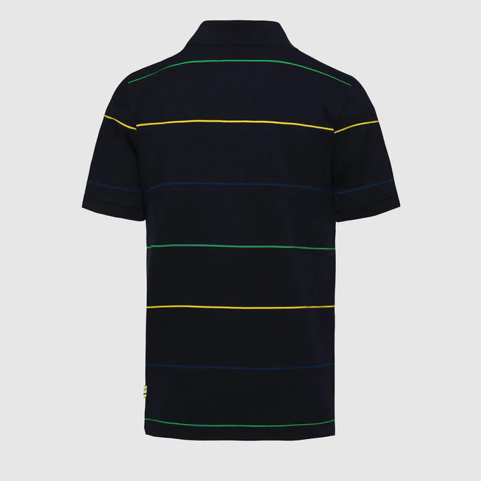 Ayrton Senna Men's Stripe Cotton Polo Navy 2025-Fanwear