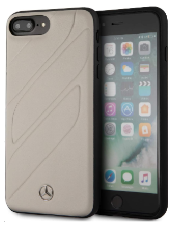 Mercedes iPhone 8 Plus Hard Case - New Organic I Genuine Leather - Crystal Grey