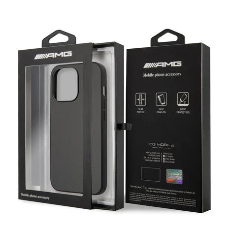 AMG iPhone 13 Pro Hard Case - Leather with Hot-Stamped Logo - Grey