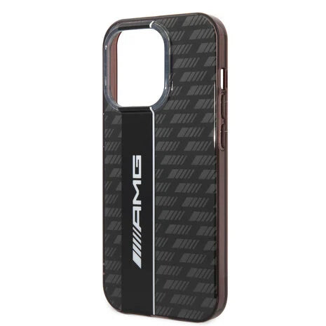 AMG iPhone 14 Pro Hard Case - Transparent Double Layer with Carbon Pattern II - Black