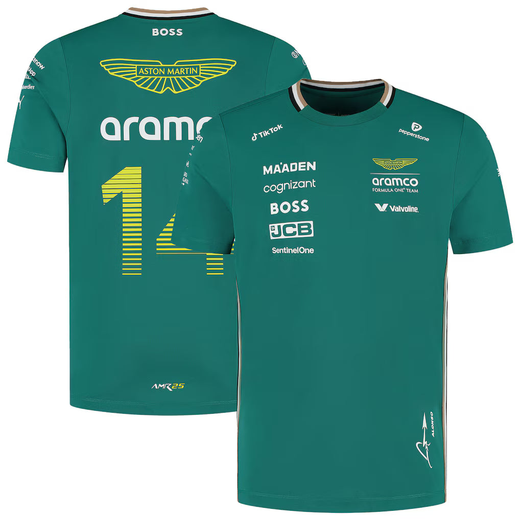 Aston Martin F1 Men's Fernando Alonso Team T-Shirt Green 2025-RP Teamwear