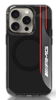 AMG iPhone 16 Pro MagSafe Case - Transparent Double-Layer with Bow Lines - Black