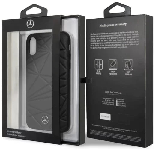 Mercedes iPhone X / XS Hard Case - Twister Genuine Leather - Black
