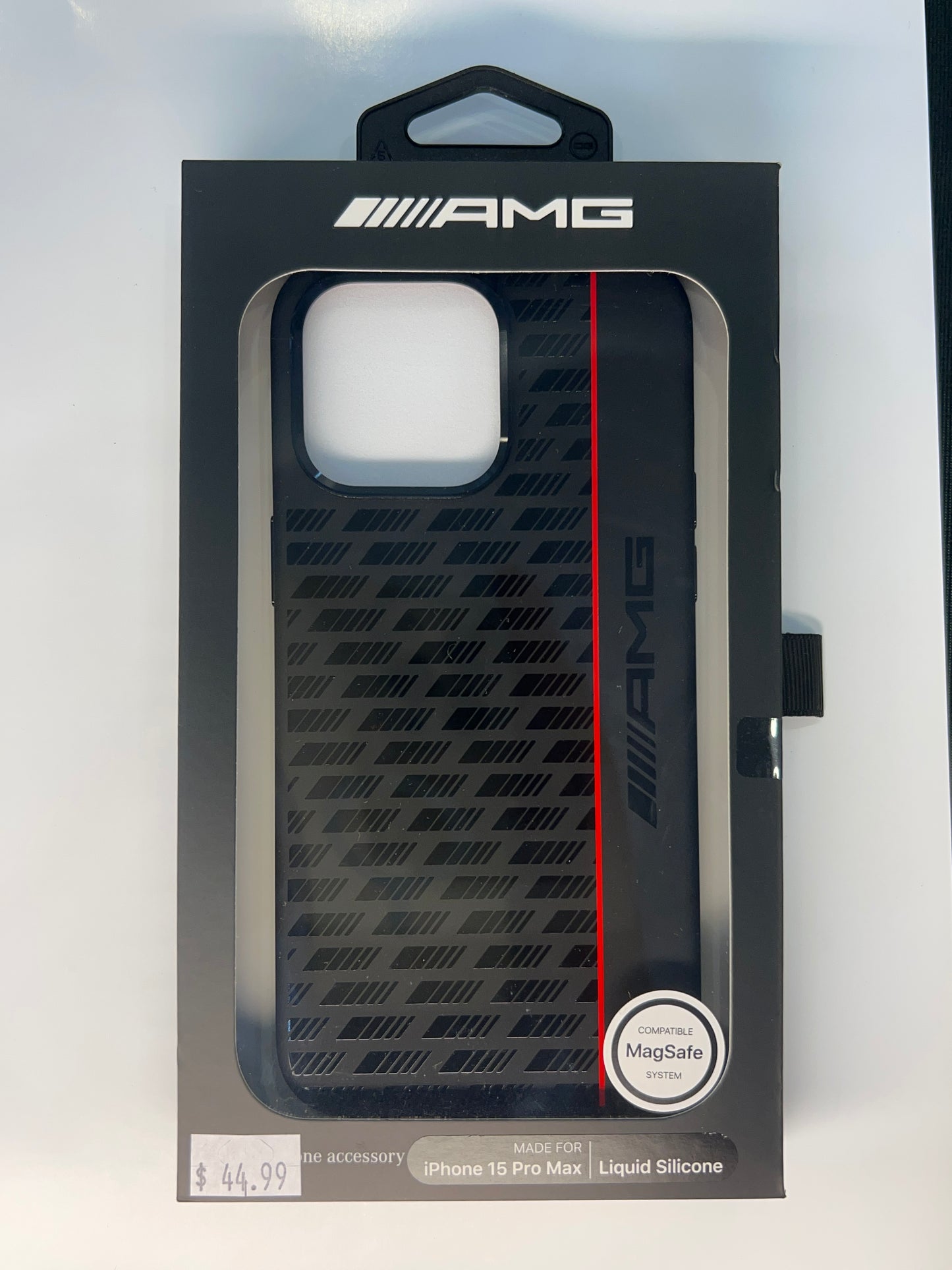 AMG iPhone 15 Pro Max Hard Case - MagSafe Silicone with Carbon Pattern - Black