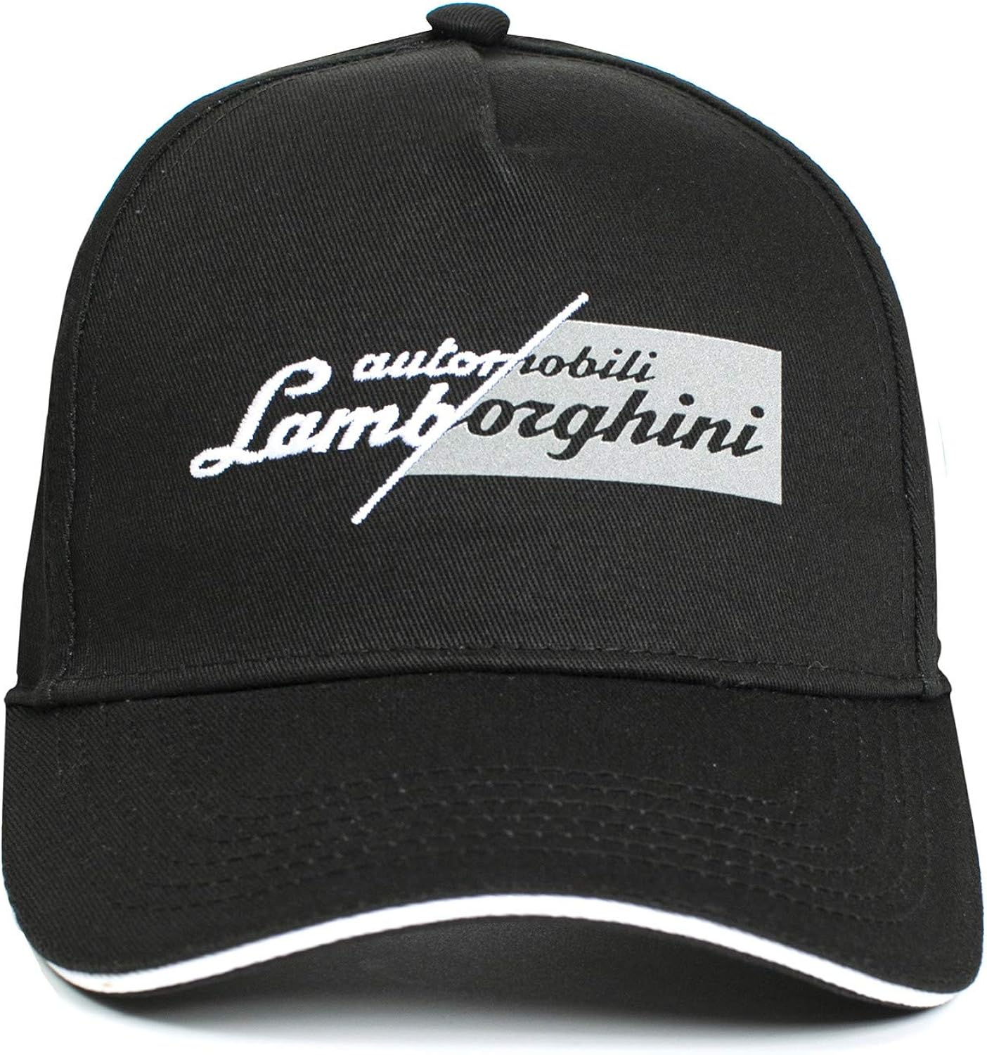Lamborghini Men's Cap Embroidered Script Black White
