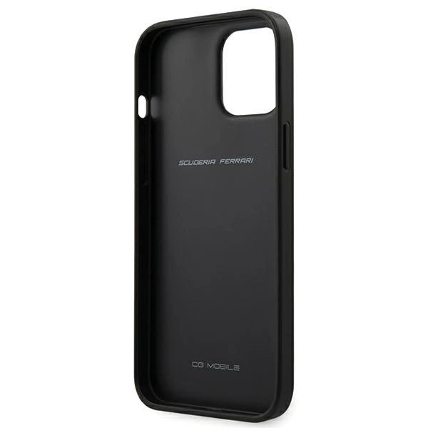 Ferrari iPhone 12 Pro Max Leather Case - Line & Performance Design - Black