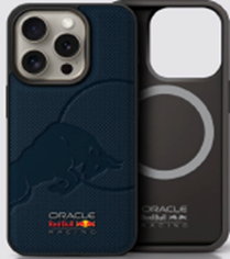 Red Bull Racing iPhone 16 Pro MagSafe Case - Meshed PU Leather with Debossed Bull - Navy