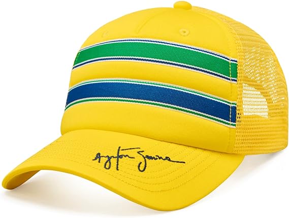 Ayrton Senna Stripe Trucker Cap Yellow-Fanwear