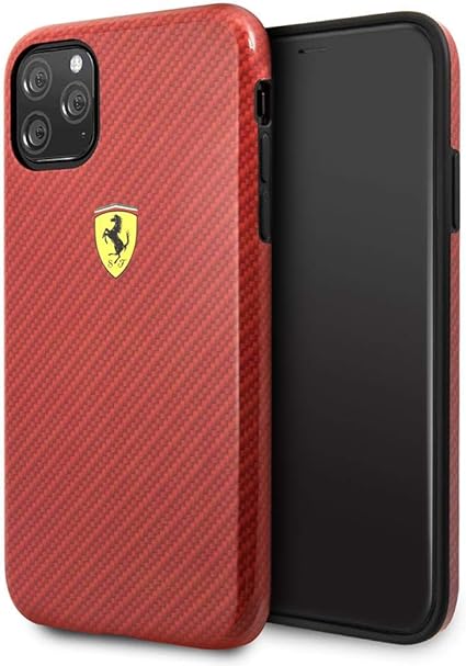 Ferrari iPhone 11 Hard Case - Red Carbon Finish
