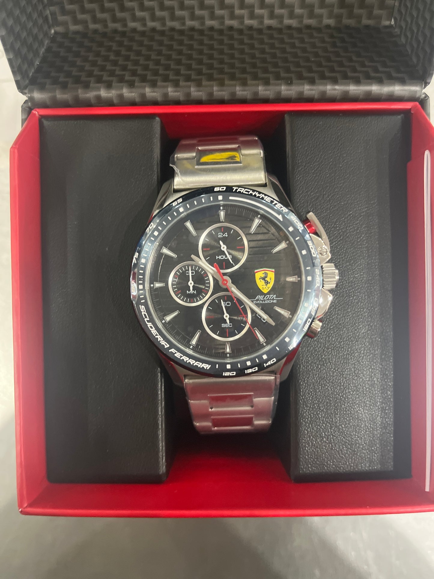 Scuderia Ferrari Watch Chrono Blue Textured Stainless Steel Bracelet 44Mm