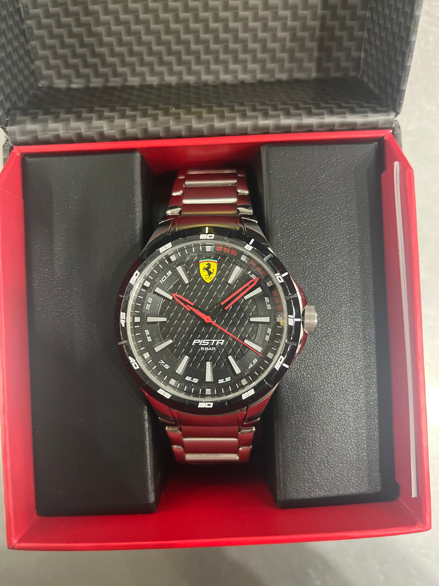 Scuderia Ferrari Watch Pista Quartz Bracelet Black Textured 44Mm