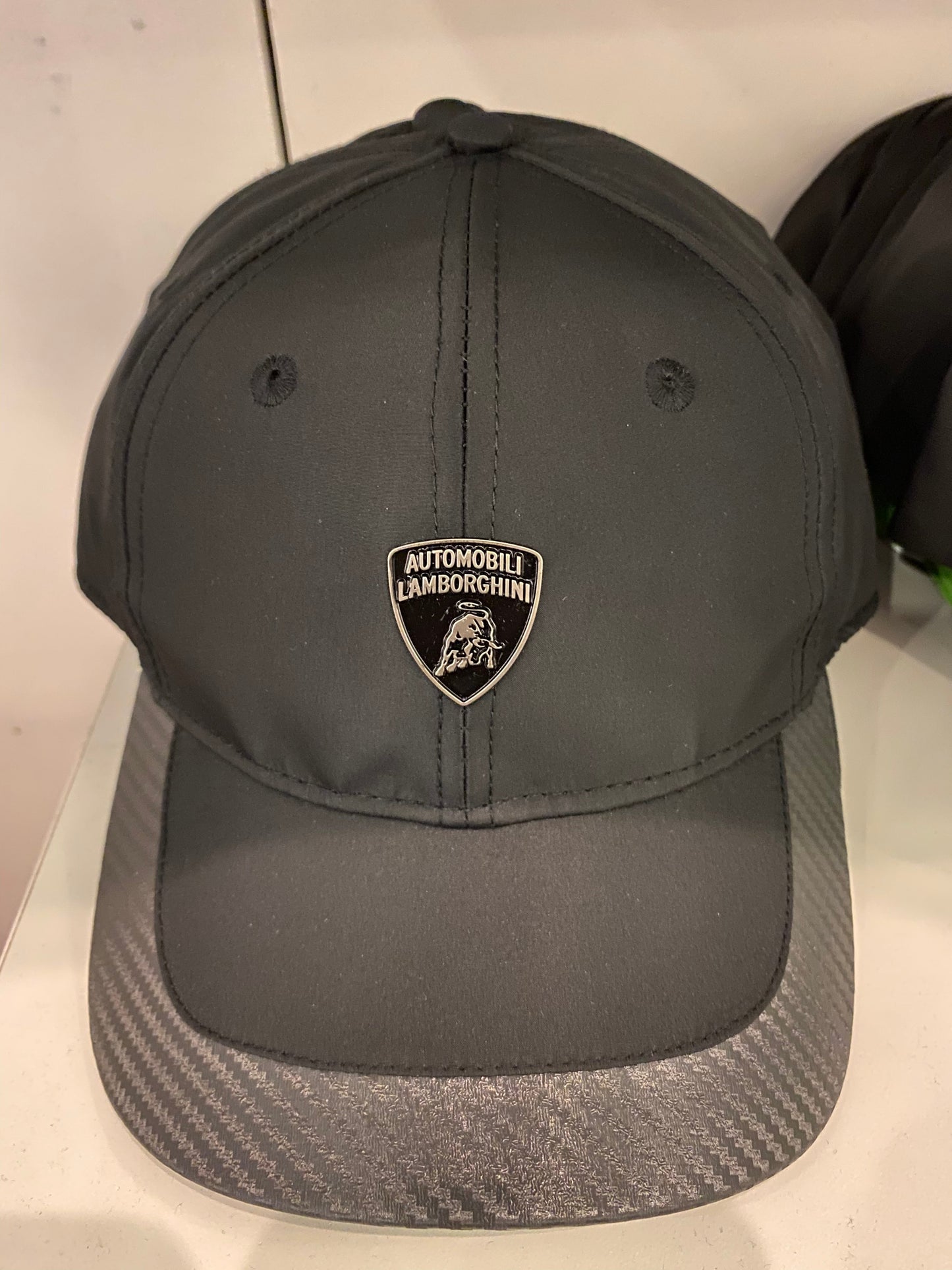 Lamborghini Mens Cap Metal Shield Black