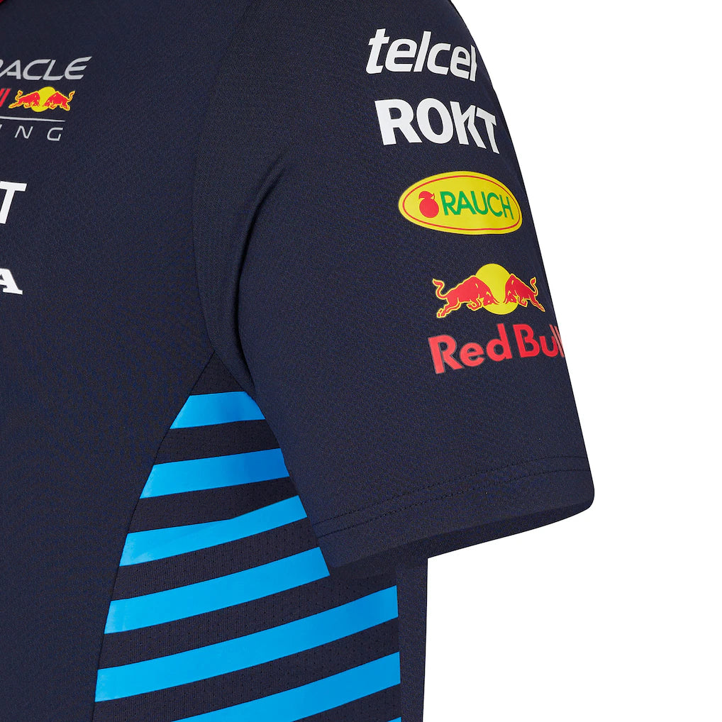 Red Bull Racing Kids Stretch Snap Polo Shirt 2024-RP Teamwear