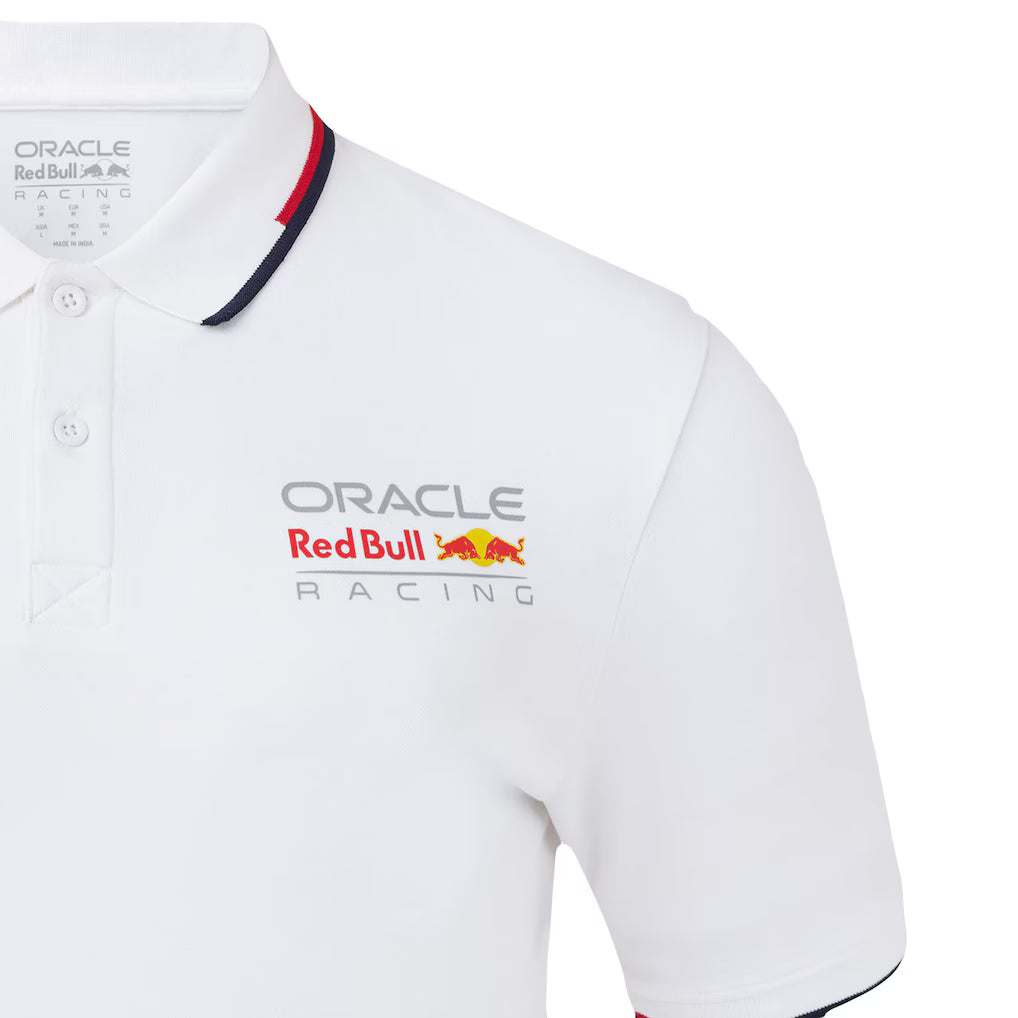 Red Bull Racing Men's Core Polo Full Colour Logo White 2025-Fanwear