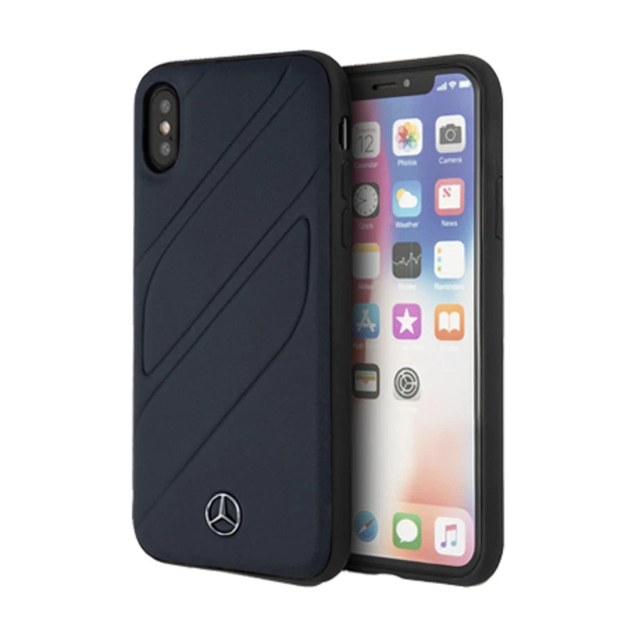 Mercedes iPhone 8 Plus Hard Case - New Organic I Genuine Leather - Navy