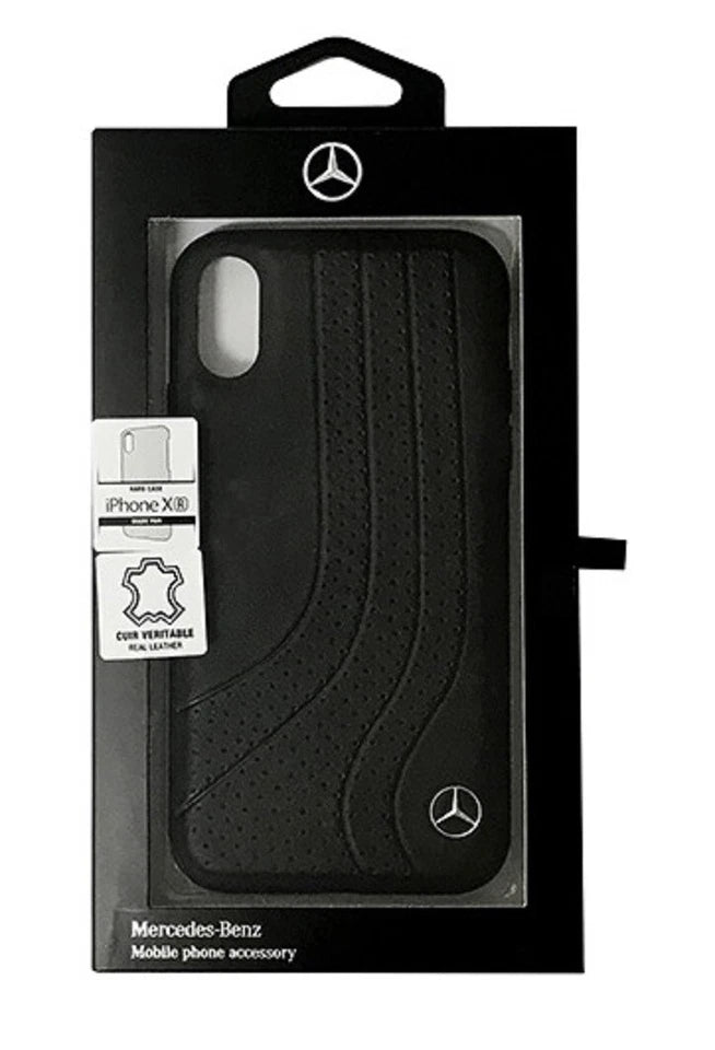 Mercedes iPhone XR Hard Case - Leather New Bow II - Black