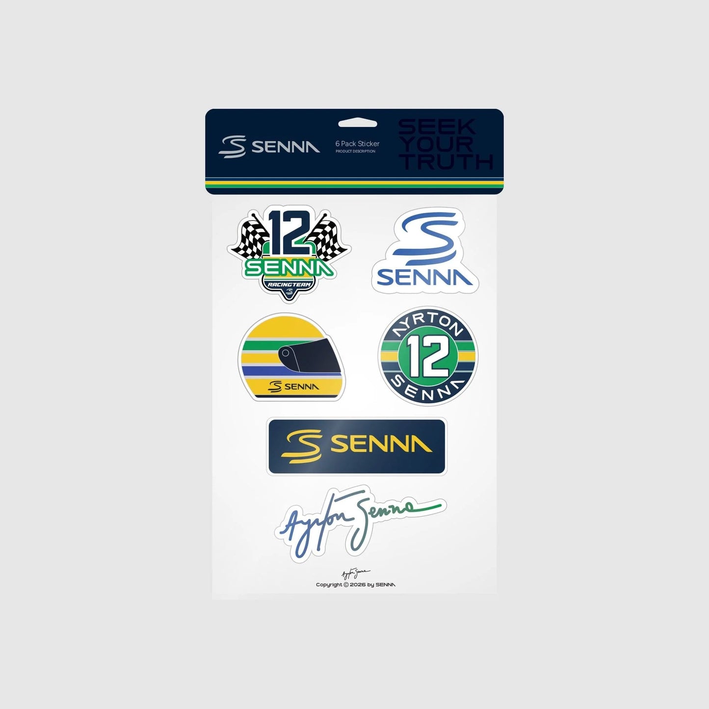 Ayrton Senna Sticker Pack White - Fanwear