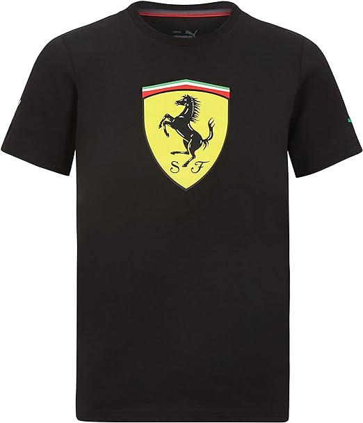 Scuderia Ferrari Puma Men's Large Shield T-Shirt Black 2023-Fanwear