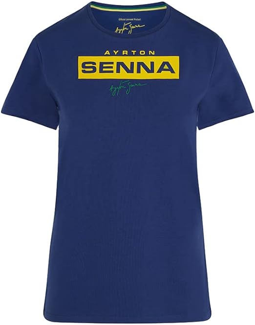 Ayrton Senna Women's Logo T-Shirt Navy Blue-Fanwear