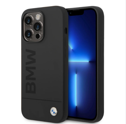 BMW iPhone 15 Pro MagSafe Hard Case - Silicone with Large Logo - Black