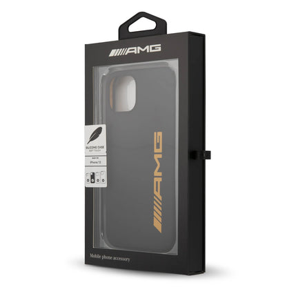 AMG iPhone 13 Pro Hard Case - Silicone with Large Yellow Logo - Black