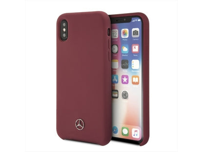 Mercedes iPhone X Silicone Case - Liquid Silicone with Microfiber Lining - Red