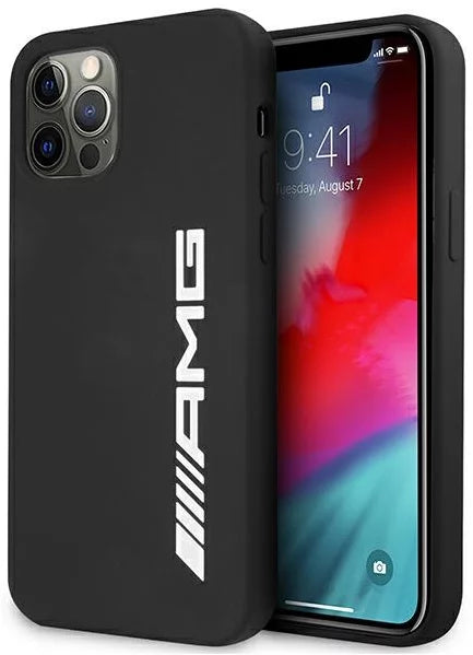 AMG iPhone 12 / iPhone 12 Pro Silicone Case - Black with Large White Logo