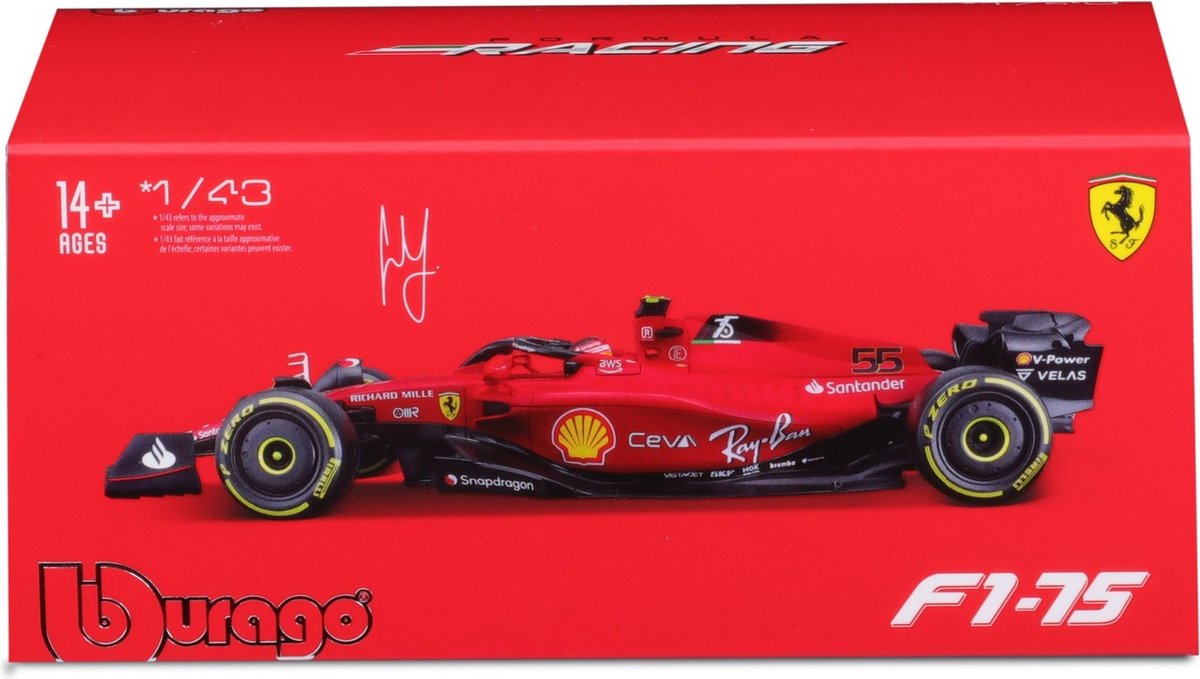 1:43 Scale Model | Scuderia Ferrari F1-75 #55 Carlos Sainz Signature Car
