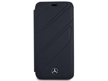 Mercedes iPhone X Booktype Case - New Organic I Genuine Leather - Navy