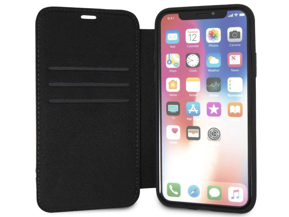 Mercedes iPhone X Booktype Case - New Organic I Genuine Leather - Navy